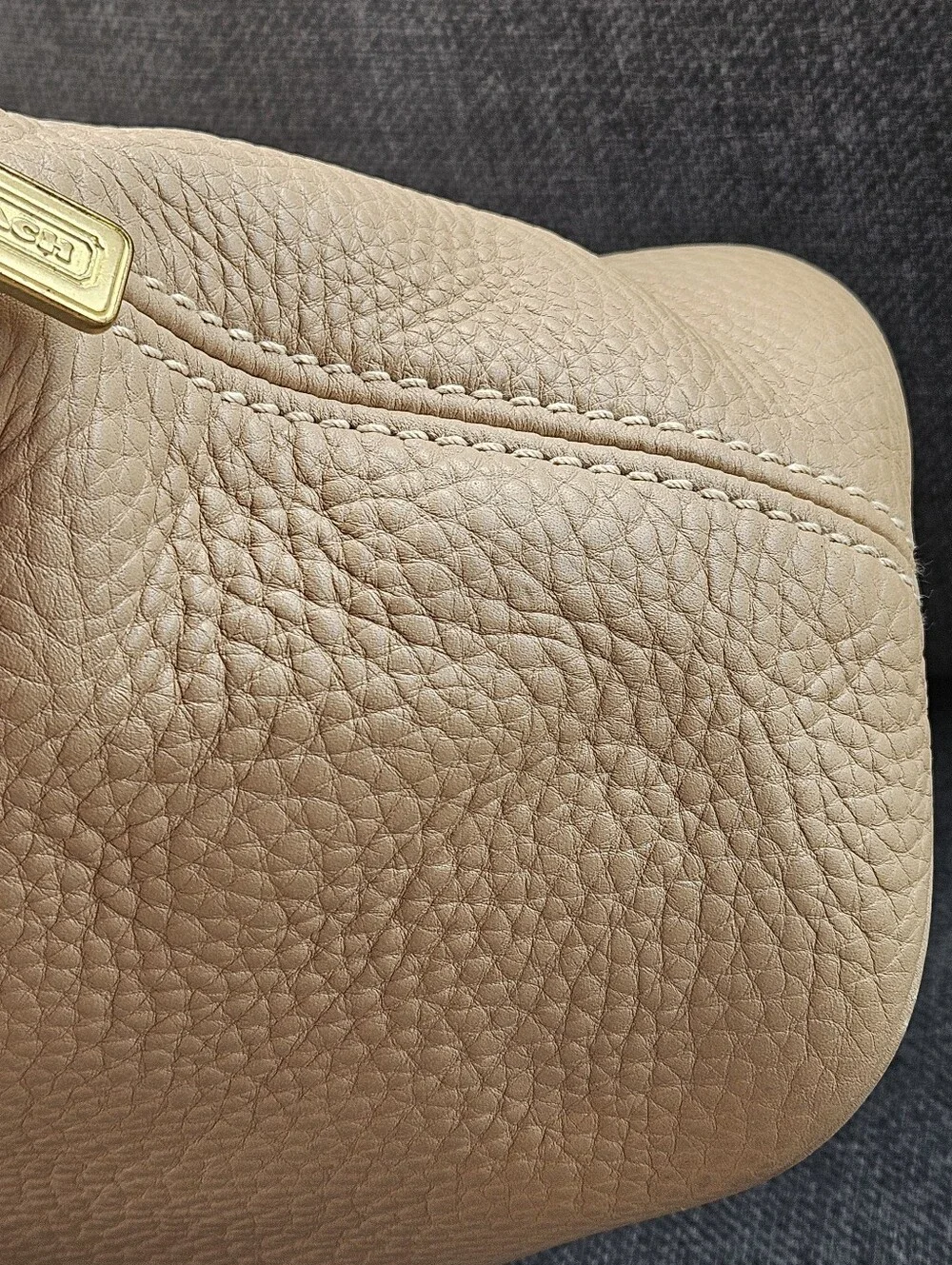 Coach Beige Leather Satchel with Removable Strap